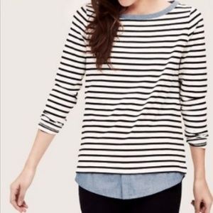 Ann Taylor Loft Faux 2-in-1 Layered  Striped Top